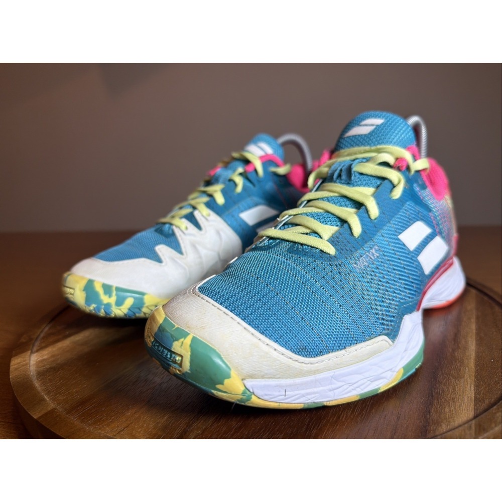Babolat Jet Mach 2 Women Tennis Pickleball Shoes Blue Pink Michelin US 8 - Picture 6 of 16